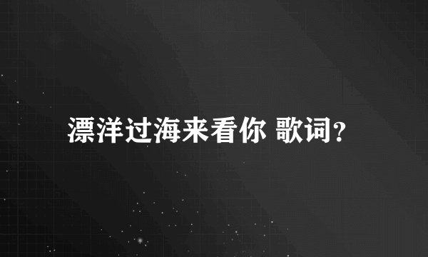 漂洋过海来看你 歌词？
