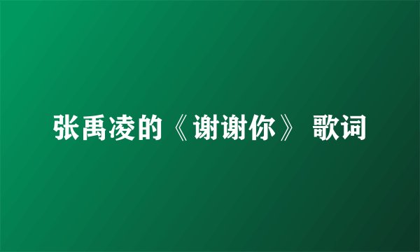 张禹凌的《谢谢你》 歌词