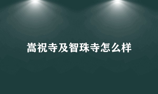 嵩祝寺及智珠寺怎么样