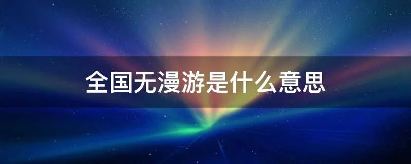 全国无漫游是什么意思