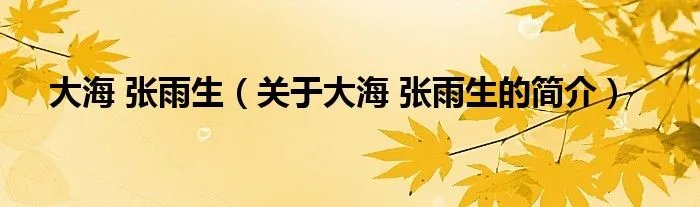 大海 张雨生（关于大海 张雨生的简介）
