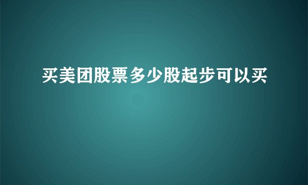 买美团股票多少股起步可以买