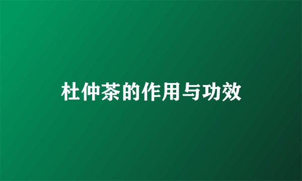 杜仲茶的作用与功效