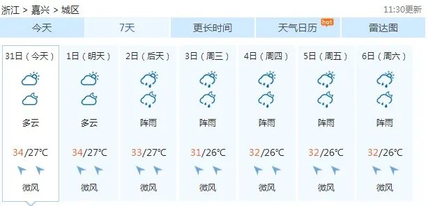 帮我查一下嘉兴平乡天气预报今天和明天一周的