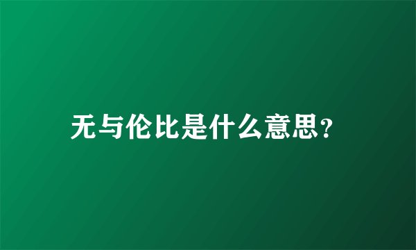无与伦比是什么意思？