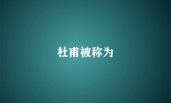 杜甫被称为