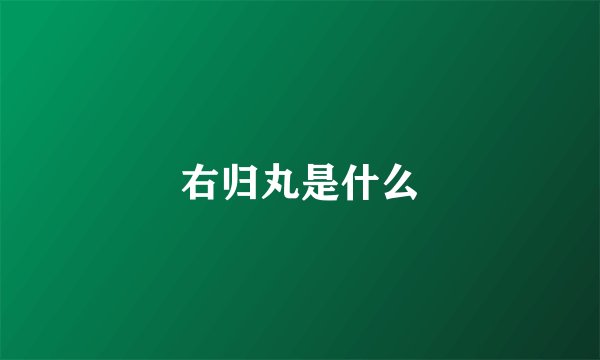 右归丸是什么