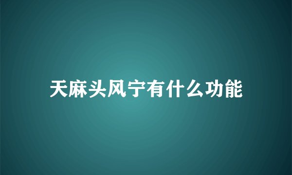 天麻头风宁有什么功能