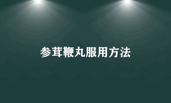 参茸鞭丸服用方法