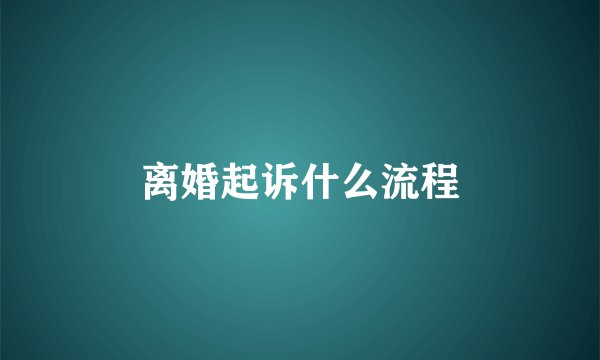 离婚起诉什么流程