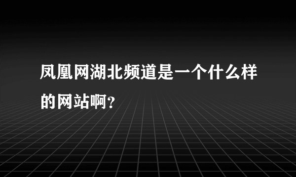 凤凰网湖北频道是一个什么样的网站啊？