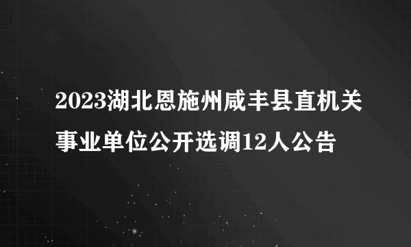 2023湖北恩施州咸丰县直机关事业单位公开选调12人公告