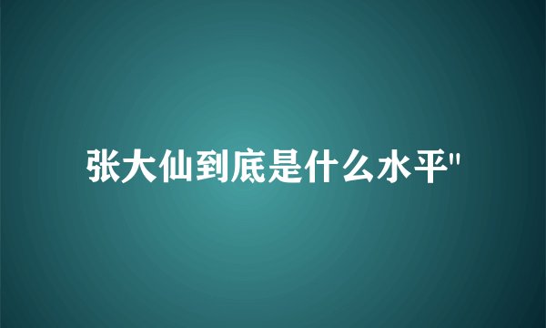 张大仙到底是什么水平
