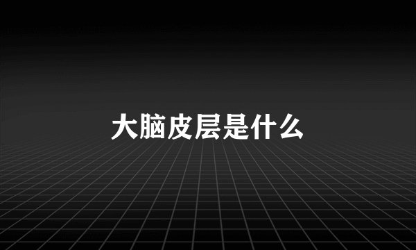 大脑皮层是什么