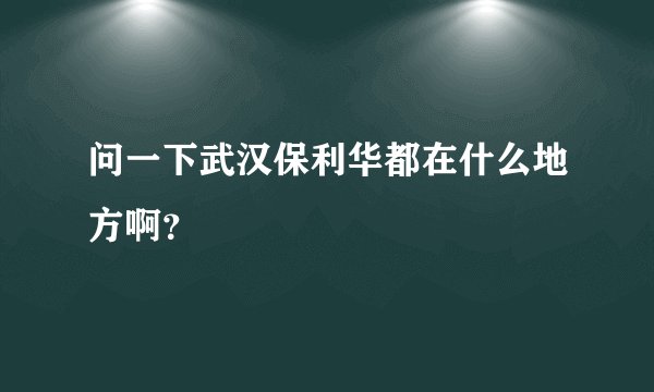 问一下武汉保利华都在什么地方啊？