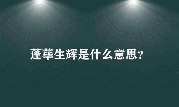 蓬荜生辉是什么意思？