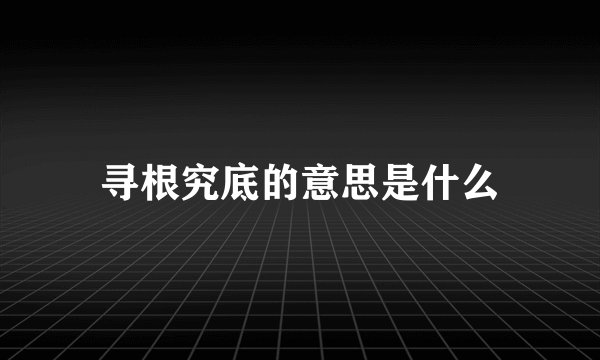 寻根究底的意思是什么