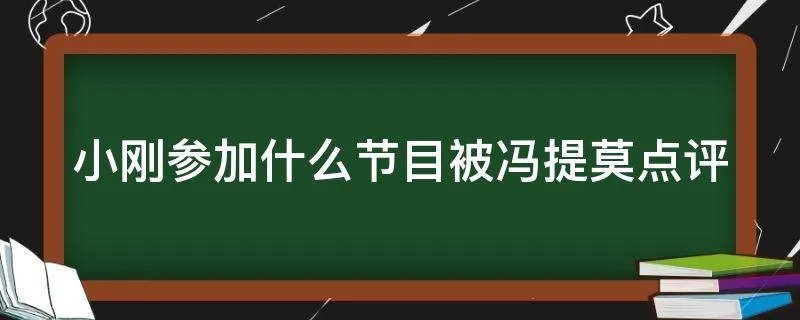 小刚参加什么节目被冯提莫点评