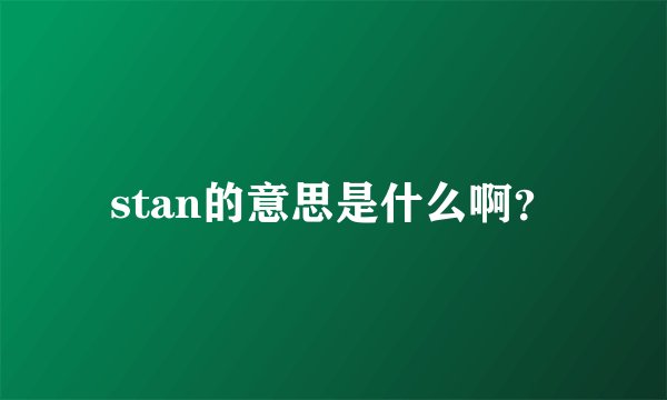 stan的意思是什么啊？