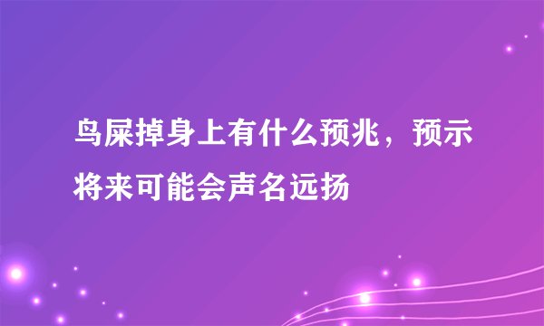 鸟屎掉身上有什么预兆,预示将来可能会声名远扬