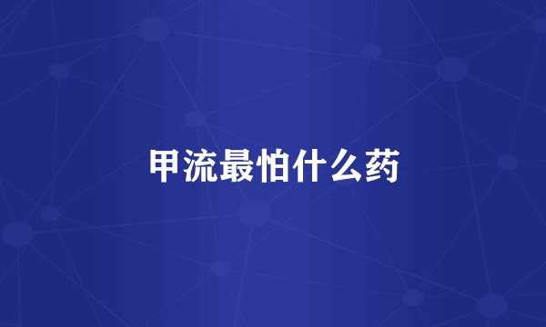 甲流最怕什么药