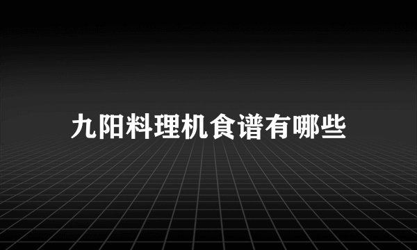 九阳料理机食谱有哪些