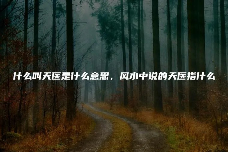 什么叫天医是什么意思,风水中说的天医指什么