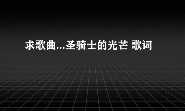 求歌曲...圣骑士的光芒 歌词