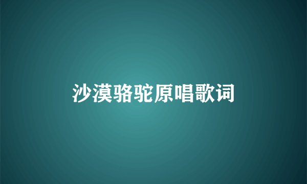 沙漠骆驼原唱歌词