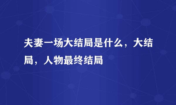 夫妻一场大结局是什么,大结局,人物最终结局