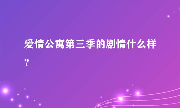 爱情公寓第三季的剧情什么样？