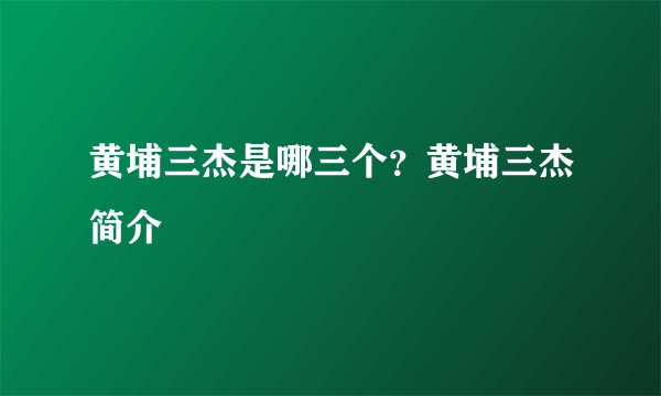 黄埔三杰是哪三个？黄埔三杰简介