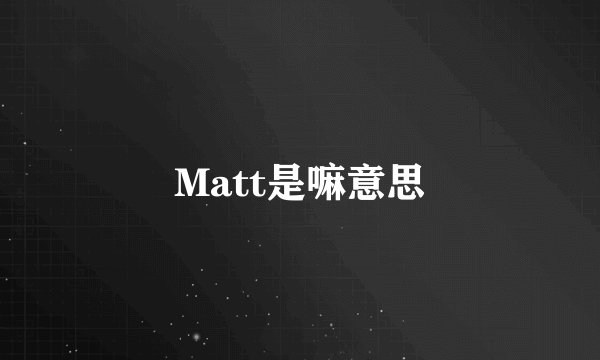 Matt是嘛意思