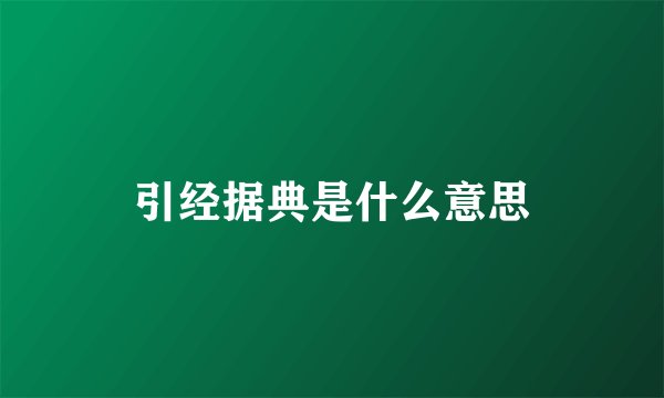 引经据典是什么意思