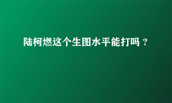 陆柯燃这个生图水平能打吗 ?