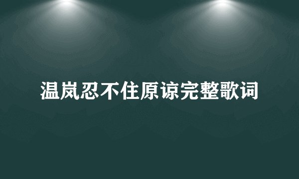温岚忍不住原谅完整歌词