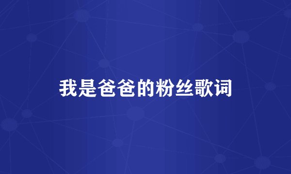 我是爸爸的粉丝歌词