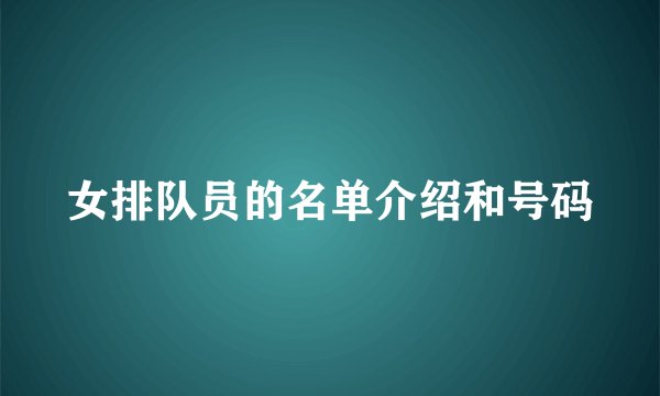 女排队员的名单介绍和号码