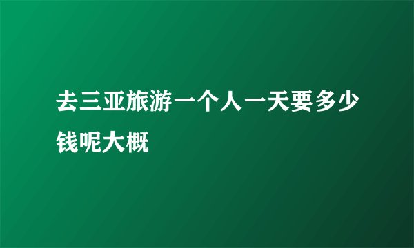 去三亚旅游一个人一天要多少钱呢大概