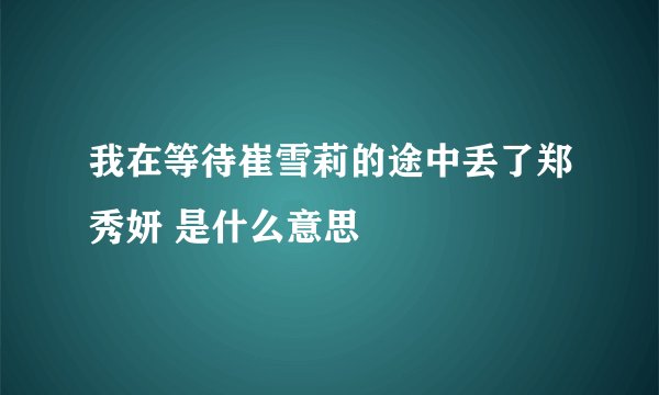 我在等待崔雪莉的途中丢了郑秀妍 是什么意思