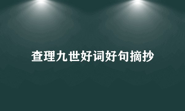 查理九世好词好句摘抄
