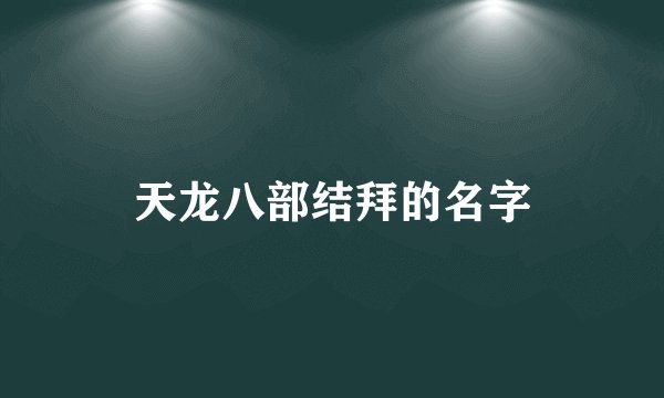 天龙八部结拜的名字