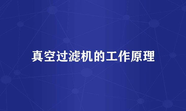真空过滤机的工作原理