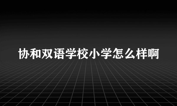 协和双语学校小学怎么样啊