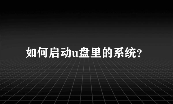 如何启动u盘里的系统?