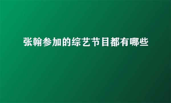 张翰参加的综艺节目都有哪些