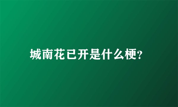 城南花已开是什么梗？