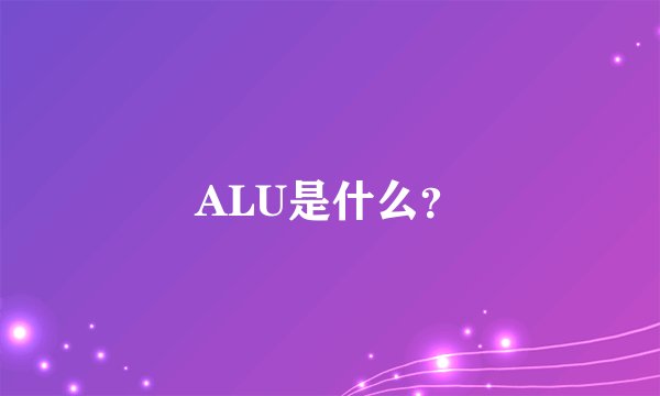 ALU是什么？
