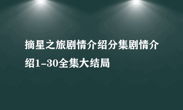 摘星之旅剧情介绍分集剧情介绍1-30全集大结局
