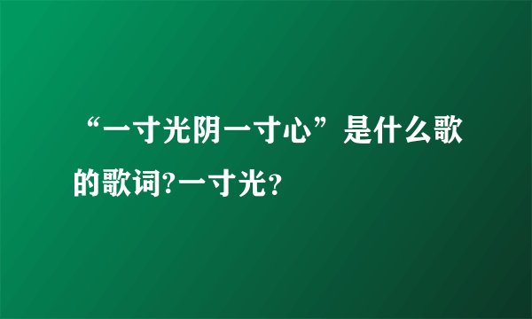 “一寸光阴一寸心”是什么歌的歌词?一寸光？